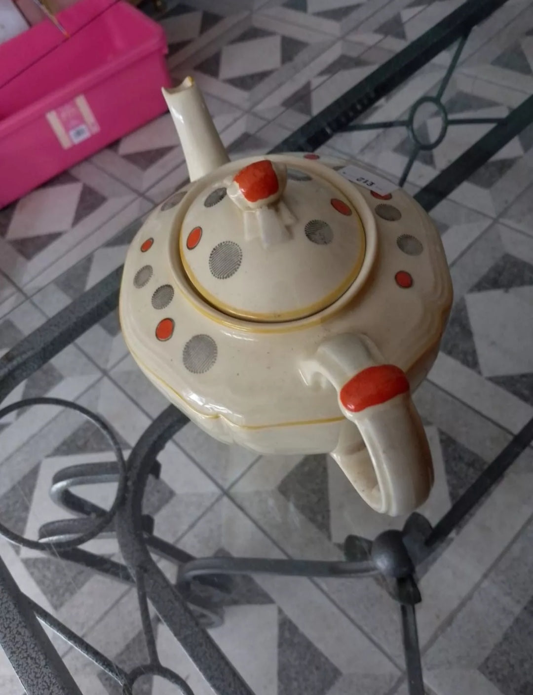 CERAMIC POLKA DOT TEAPOT